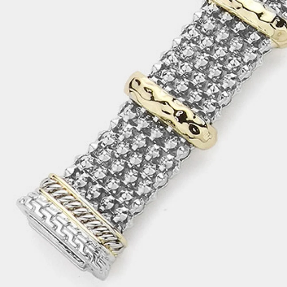 Two Tone Caviar Magnetic Bracelet Bangle Casual Bold Silver Gold Metal